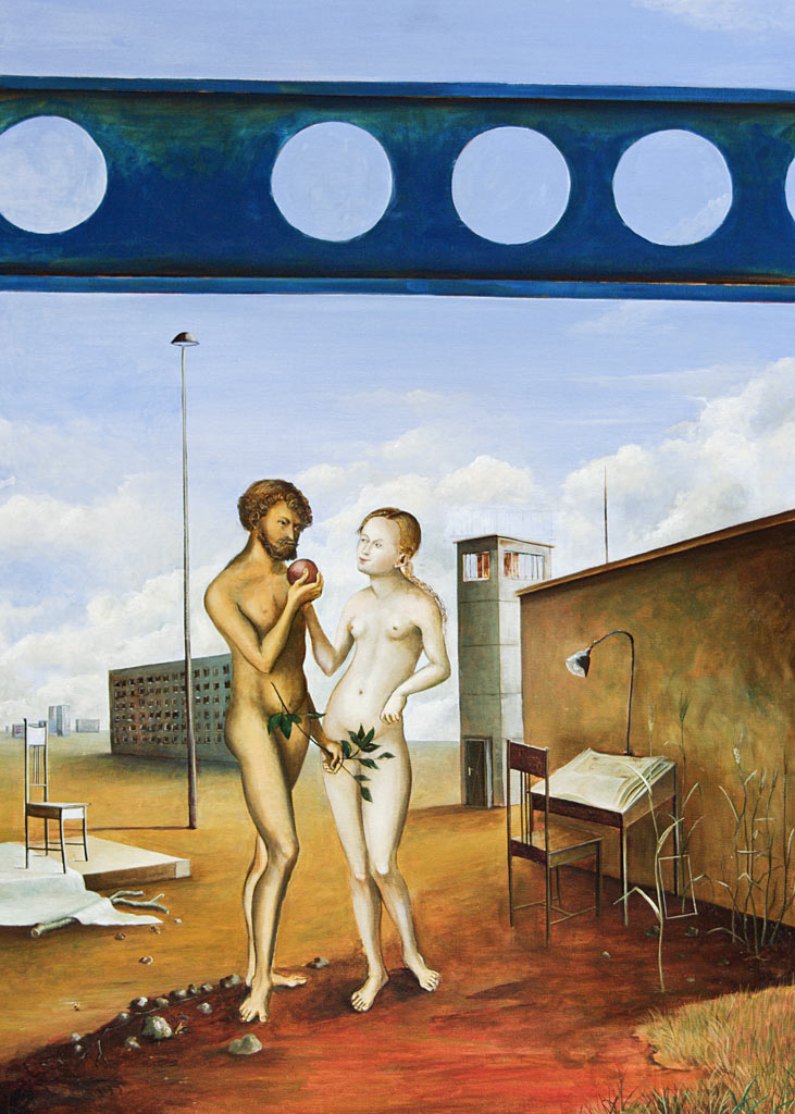»Adam und Eva«, Benjamin Kerwien, Öl auf Leinwand geblockt, 50 × 70 cm, 2012