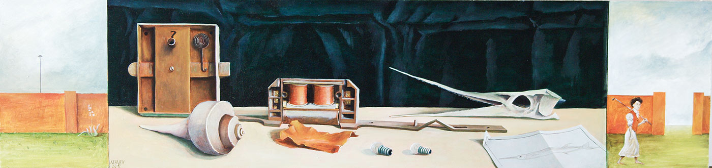 »Fundstücke«, Benjamin Kerwien, Öl auf Holz, 74 × 18 cm, 2012