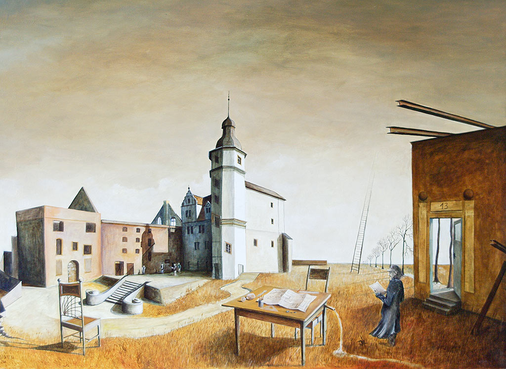 »Himmelsleiter«, Benjamin Kerwien, Öl auf Holz, 75 × 60 cm, 2011