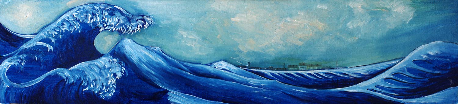 »Die Welle«, Benjamin Kerwien, Öl auf Holz, 28 × 9 cm, 2013