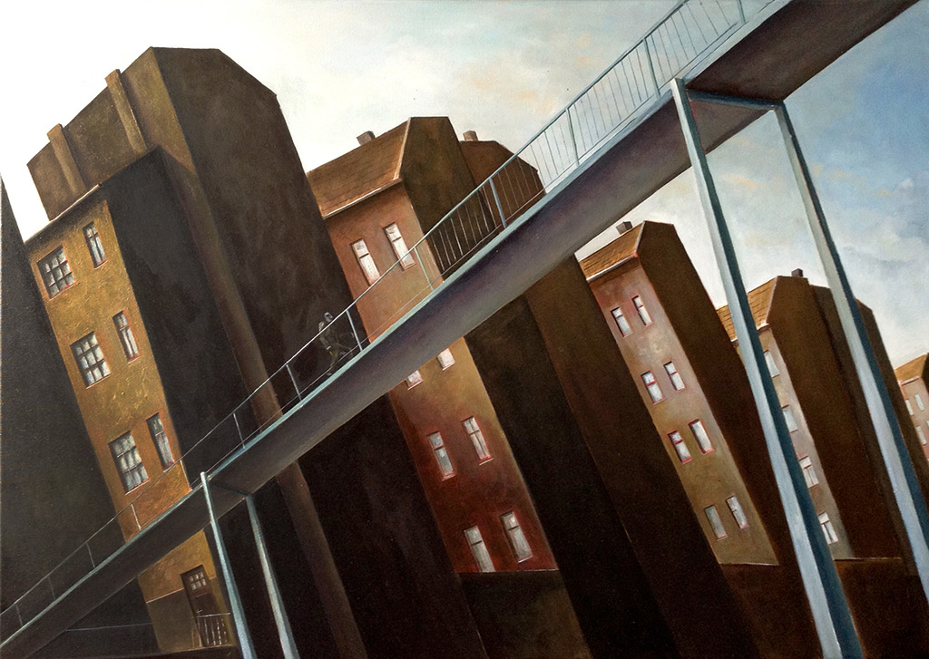 »Stadtbrücke«, Benjamin Kerwien, Öl auf Leinwand, 60 × 50 cm, 2013