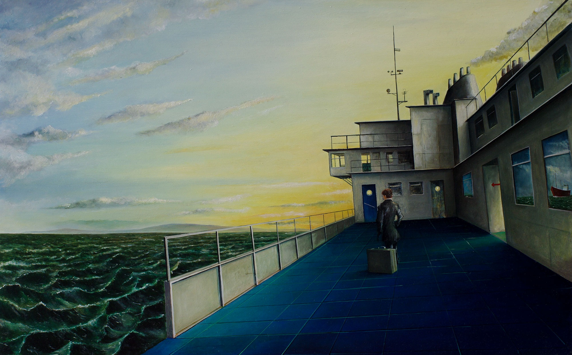 »Überfahrt«, Benjamin Kerwien, Öl auf Mdf, 60 × 30 cm, 2014