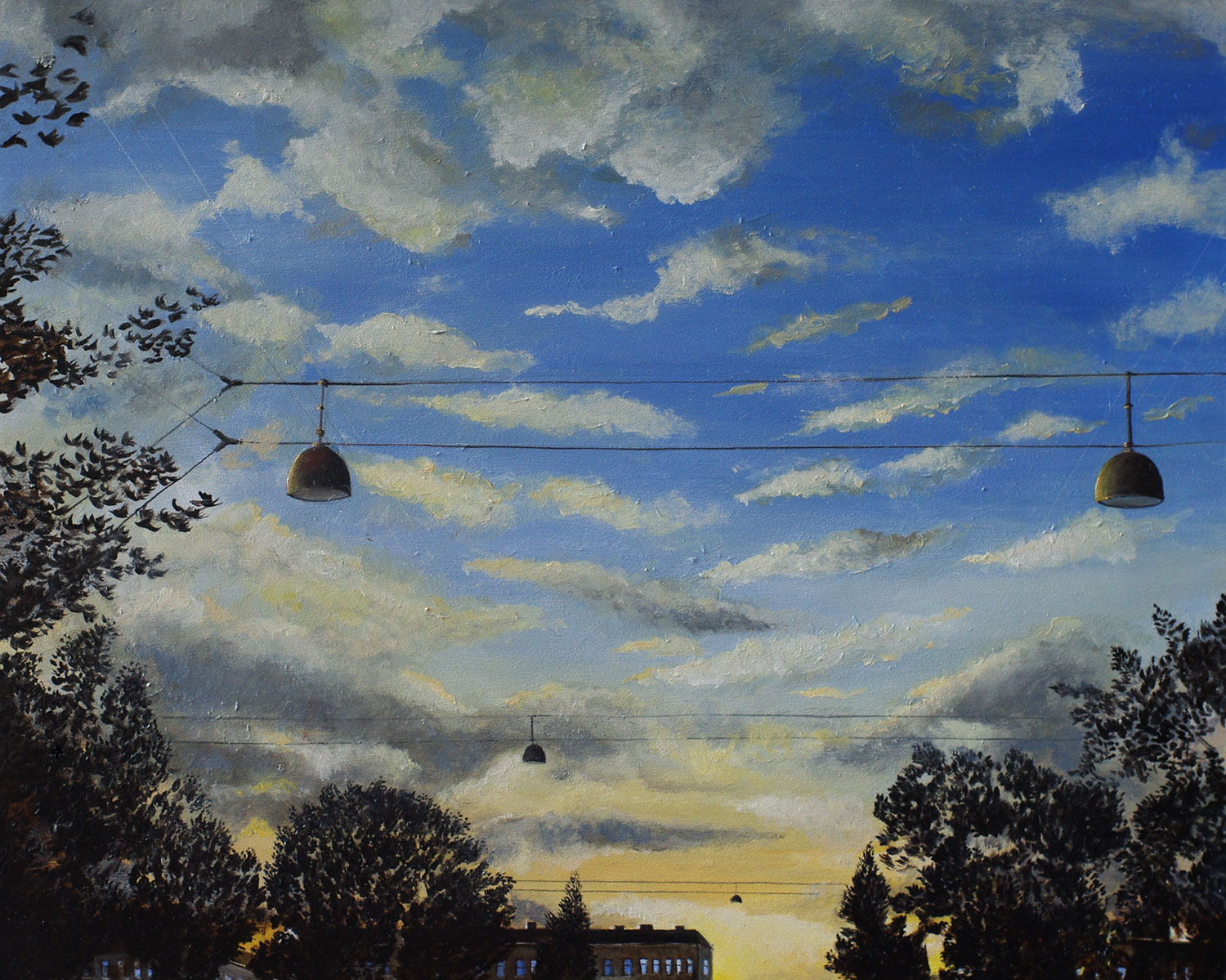 »Abendstimmung«, Benjamin Kerwien, Mischtechnik auf MDF, 20 x 15 cm, 2015